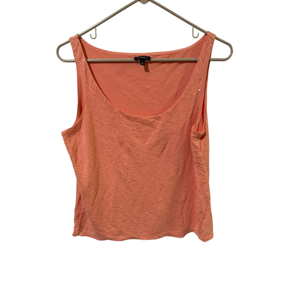 Talbots Sequin Tank Top Size Large Sleeveless‎ Peach Blouse